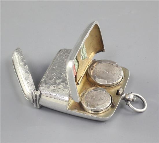 An Edwardian combination silver vesta case/sovereign case and stamp box, Length 3”/69mm to ring Width 2”/53mm, Weight 2.4oz/68 grms